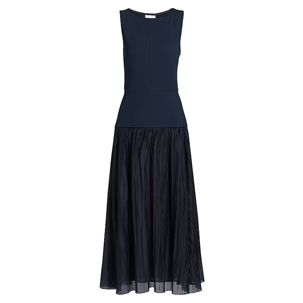 Reformation Cyra Pieced Drop-Waist Maxi Dress Navy Blue - Size 4 - Picture 4 of 16